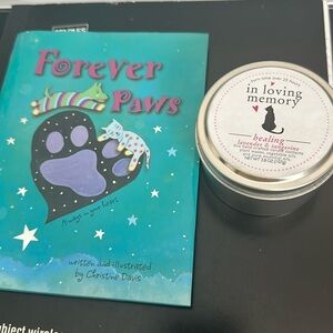 Forever paws pet grieving book and in loving memory candle